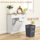 10 Gallon Hidden Garbage Bin Cabinet, Tilt Out Trash Cabinet w/ 2 Drawers, Freestanding Kitchen Island, White