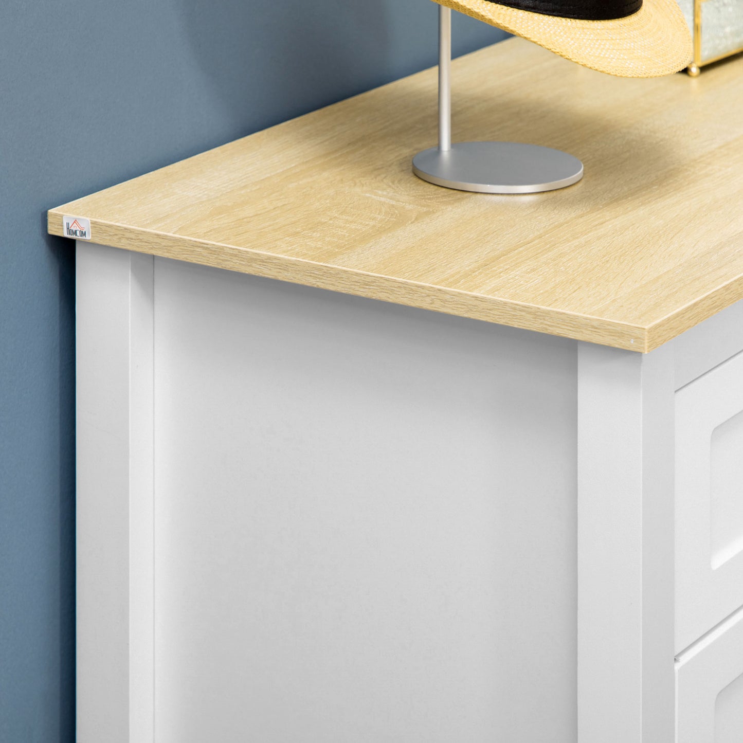 Sideboard, Modern Kitchen Storage Cabinet with Drawers and Adjustable Shelf, for Living Room and Entryway, White