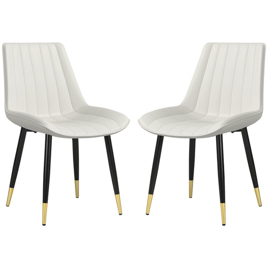 PU Leather Dining Chairs Set of 2 - Cream