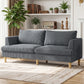 3 Seater Sofa, 74" Modern Corduroy Upholstered Couch with Thick Spring Cushions, Solid Wood Legs, Armrests, Dark Grey