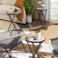 Mosaic Outdoor Patio Side Table, 14" Round Folding Outdoor Coffee Table with Steel Frame for Balcony Deck Patio Terrace, Mixed Colour