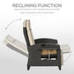 Outdoor Recliner Chair with Adjustable Backrest, Cushion, Side Tray, Black