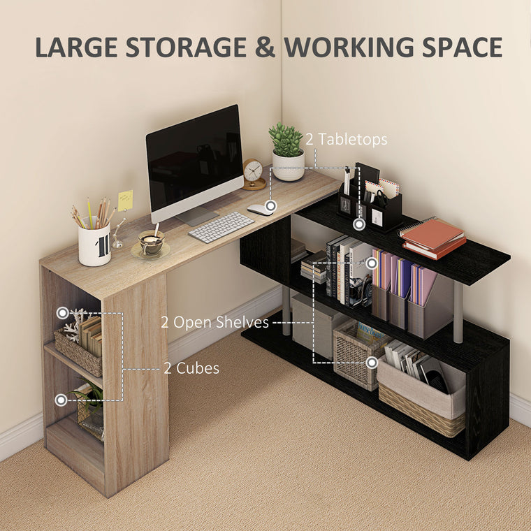 55" L-Shaped Corner Computer Desk with 3-Tier Shelves