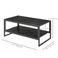 2-Tier Coffee Table with Storage Shelf, Cocktail Table with Marble Textured Table Top, for Living Room Bedroom Dorm, Black