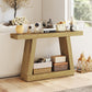 55" Farmhouse Console Table, 2-Tier Entryway Table with Storage for Hallway, Living Room, Behind Couch, Oak