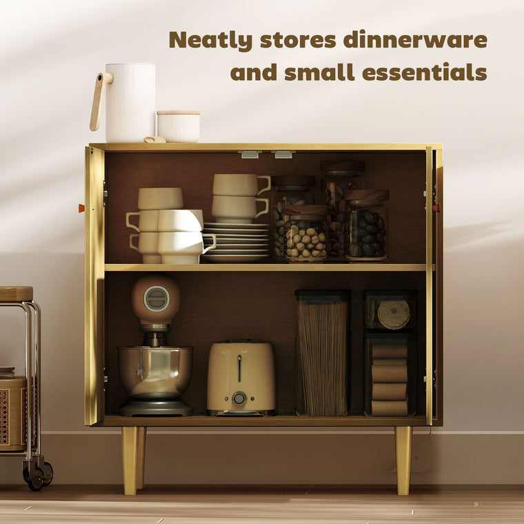 Sideboard Buffet Cabinet with Gold Legs - Oak