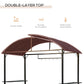 8x4ft BBQ Gazebo Tent Metal Frame Arch Canopy Garden Sunshade Portable Shelter Backyard with Side Shelf Coffee