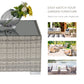 Rattan Garden Coffee Table, 25.6" Square Garden Rattan Table with Tempered Glass Top, Grey