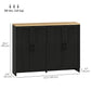 Modern Sideboard Buffet Cabinet, Modern Kitchen Storage Cabinet with 4 Doors Adjustable Shelves, for Dining Room, Black