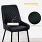 Upholstered Kitchen Chairs, Modern Dining Chairs Set of 2 with Diamond Tufting and Steel Legs for Dining Room, Black