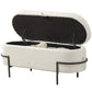 Storage Ottoman with Lift-Up Lid and Steel Legs, 45 Inches Sherpa Fleece Storage Chest for Living Room, Cream White