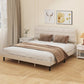 King Size Bed Frame with Upholstered Headboard, Modern Platform Bed Frame with Wood Slats, 1100 lbs Capacity, Cream