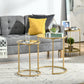 Set of 2 Nesting Coffee Tables with Metal Base, Round Side Table with Tempered Glass Tabletop for Living Room, Bedroom, Gold