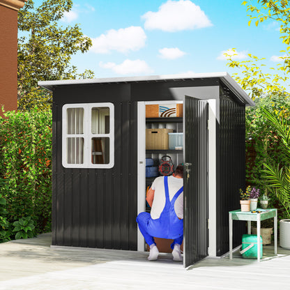 7' x 4' Galvanized Steel Garden Shed with Vents and Window