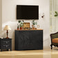 47" Buffet Cabinet with Soft-Close Hinges, Farmhouse Sideboard with 3 Drawers, Adjustable Shelves and Spice Racks, Black