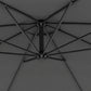 10' Deluxe Patio Umbrella, Outdoor Market Parasol, Banana Hanging Offset Sunshade with Crank, Cross Base, Grey