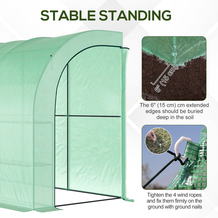 10' x 5' x 7' Green Lean-To Greenhouse with PE Cover