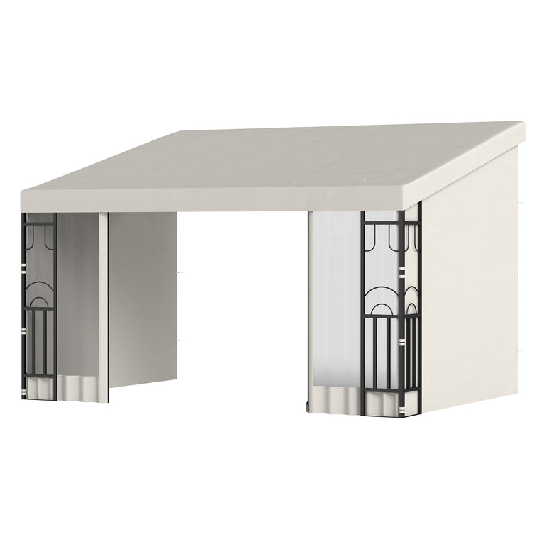 10' x 13' Beige Wall Pergola with UV-Resistant Curtains & Netting