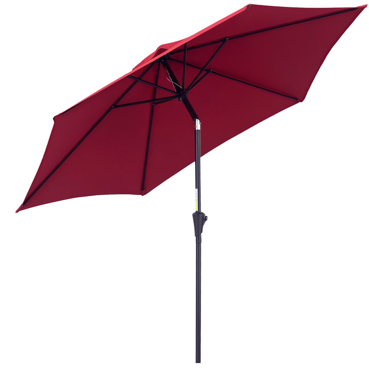 8.5FT Wine Red Round Garden Parasol with 6 Ribs & Crank
