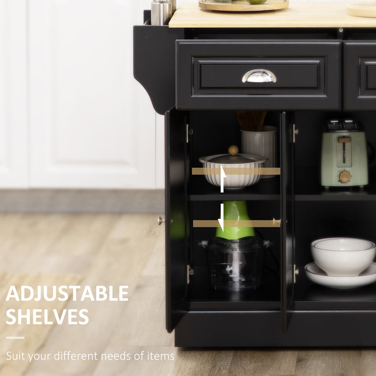 Rolling Kitchen Island with Wood Top and Drawer