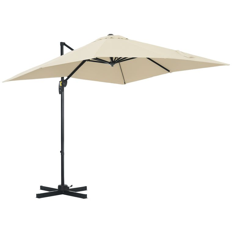8' x 8' White Square Offset Umbrella with Crank & Tilt