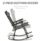 2pc Patio Foldable Rocking Chair Set w/ Breathable Mesh Seat & Backrest, Headrest for Park, Backyard, Garden, Grey