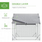 Galvanized Large Metal Chicken Coop Cage Walk-in Enclosure Poultry Hen Run House Playpen Rabbit Hutch with Cover for Outdoor Backyard 9.2' x 6.2' x 6.5' Silver