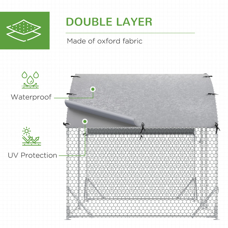 9.2' x 6.2' x 6.5' Silver Galvanized Chicken Coop with Cover