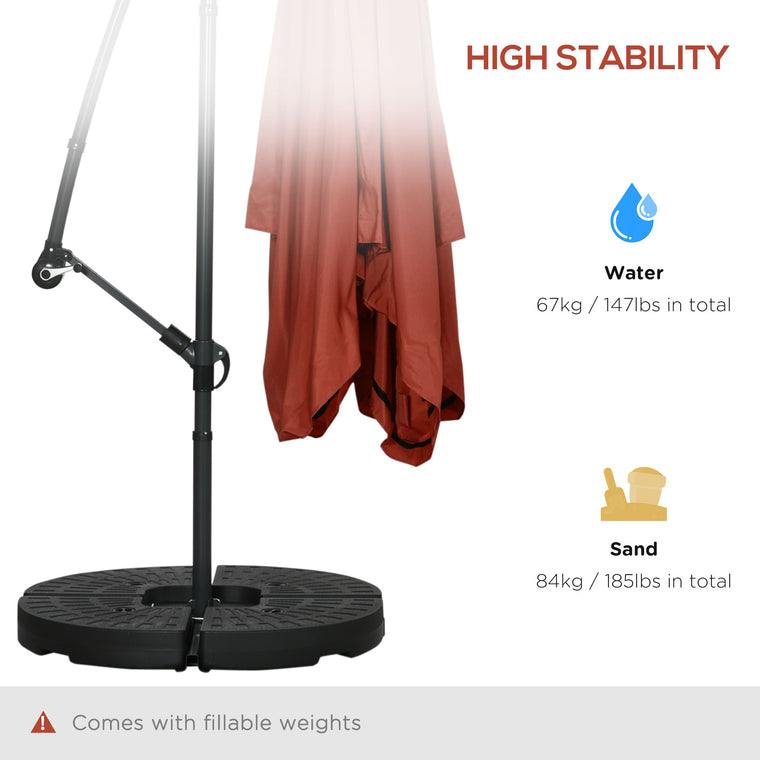 Wine Red Offset Umbrella with Net, Cross Base & 8 Ribs