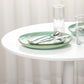 Modern Kitchen Table for 2 people, Round Dining Table with Steel Base for Living Room, Dining Room, White