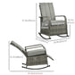 Outdoor Wicker Rocking Chair with Cushion, Patio PE Rattan Recliner Chair with Adjustable Footrest, Armrests, Red
