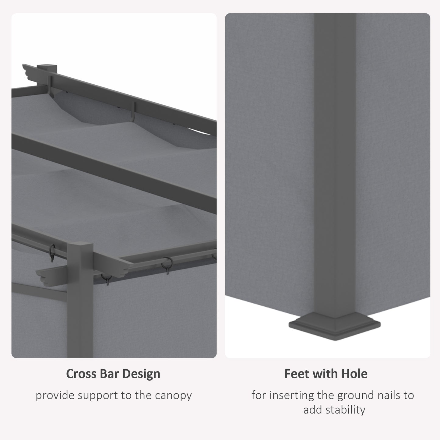 Metal Pergola with Sliding Roof Canopy, Retractable Pergola Canopy