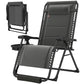 Zero Gravity Chair, Reclining Outdoor Lounger Chair with Cup Holder, 400 LBS Capacity, Dark Grey