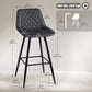 PU Leather Counter Height Bar Chairs Set of 2, 27.75" Bar Stools with Metal Legs for Dining Area, Kitchen Island, Black