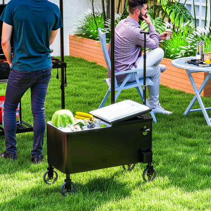 Black 80-Qt Rolling Ice Chest Cooler Cart with Bottle Opener