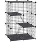 39 Pcs Small Animal Cage Bunny Hutch Portable Metal Wire with Ramps for Kitten Chinchilla, Black