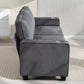 Three Seater Sofa, Fabric 3 Seater Couch with Spring Cushion and Cup Holders for Living Room, Bedroom, Dark Grey