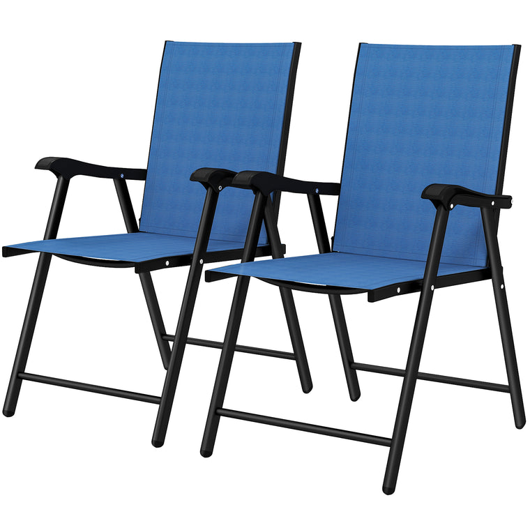 Folding High-Back Dining Chairs, Mesh Seat, Set of 2