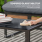 4 Piece Outdoor Furniture Set, Patio Conversation Set with Tempered Glass Table, Loveseat, Chairs, Cushions, Light Grey