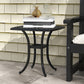 21" Square Outdoor End Table, Cast Aluminum Patio Side Table with Umbrella Hole for Garden, Balcony, Poolside, Black