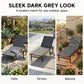 Lounge Chair Outdoor, 63 cm Wide Chaise Lounge Tanning Chair, 4-Position Outdoor Tanning Lounger, Dark Grey