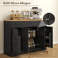 47" Buffet Cabinet with Soft-Close Hinges, Farmhouse Sideboard with 3 Drawers, Adjustable Shelves and Spice Racks, Black