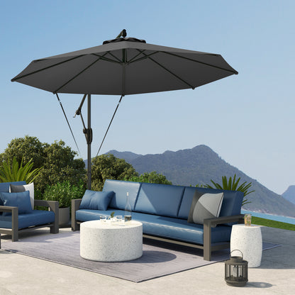 118.1" Grey Offset Umbrella with Wind Protection Strap