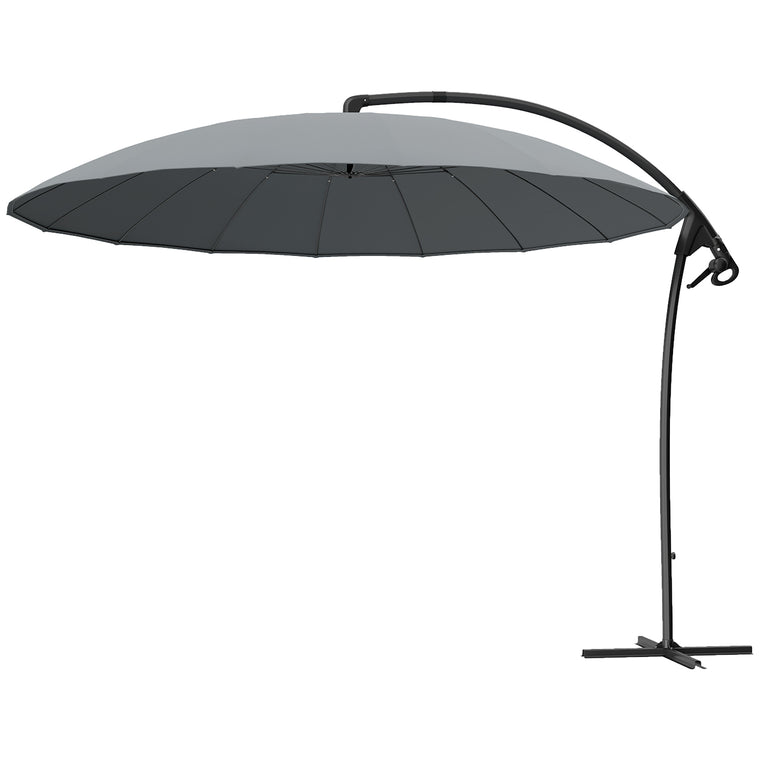 9FT Grey Cantilever Umbrella with 16 Fibreglass Ribs