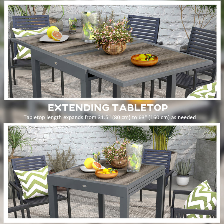 Extendable Rectangular Dining Table with Aluminum Frame