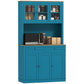 71" Pantry Cabinet with Microwave Space, Buffet with Hutch, 2 Drawers, Adjustable Shelves and Glass Doors, Navy Blue