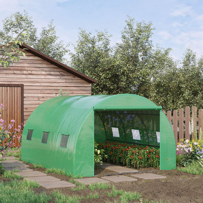 13' x 10' x 6.6' Green Polytunnel Greenhouse with Mesh Windows
