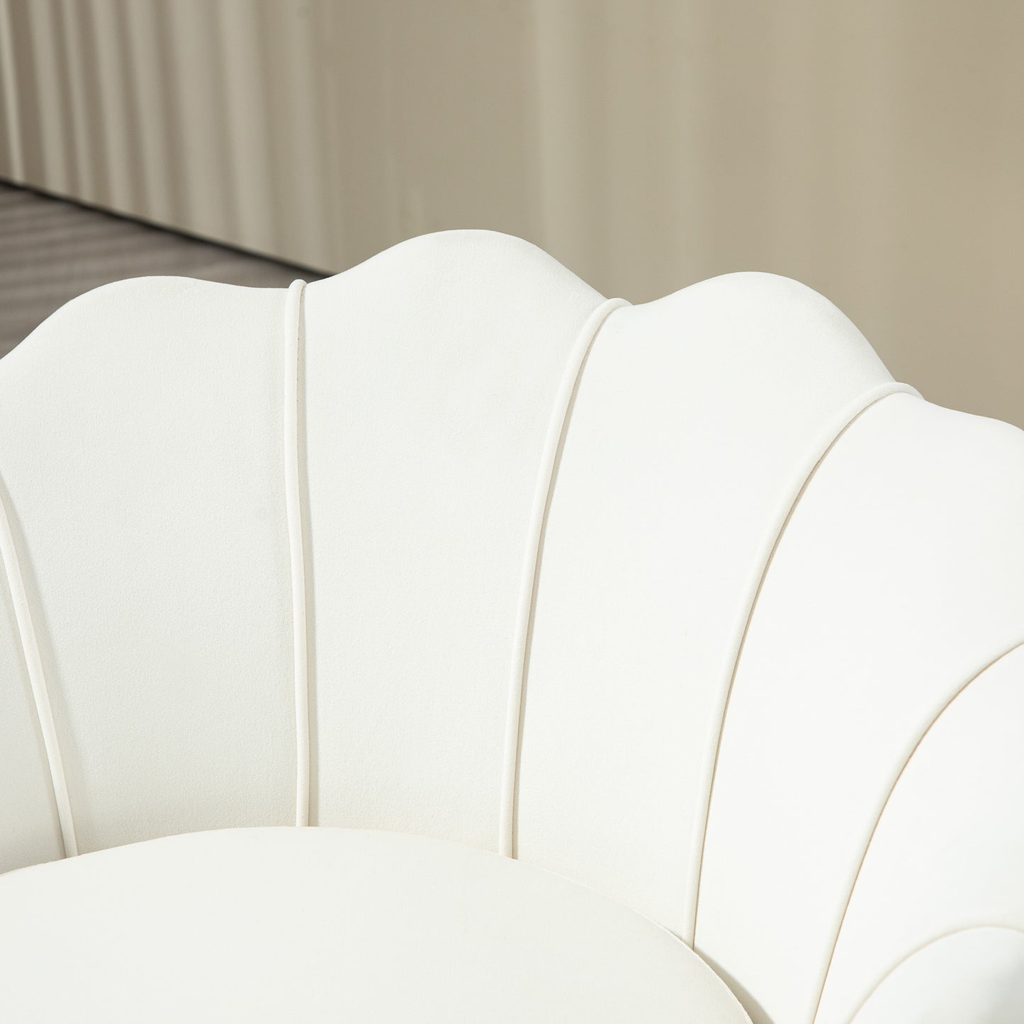 Modern Accent Chair, Velvet-Touch Fabric Leisure Club Chair with Gold Metal Legs for Bedroom, Cream White