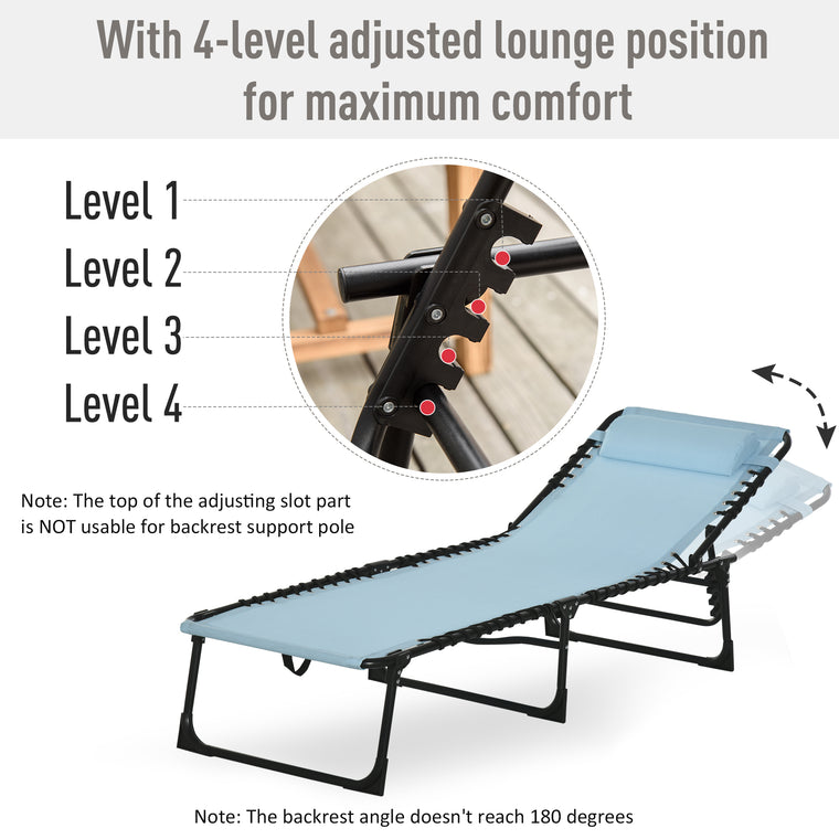 Light Blue 4-Level Adjustable Chaise Lounge