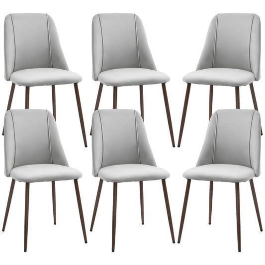 Velvet Dining Chairs Set of 6 - Grey